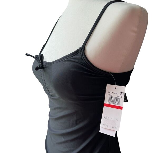 Salt and Cove Swim Womens sz XS Tankini Black Witchy Goth Basic Straps - Picture 2 of 7